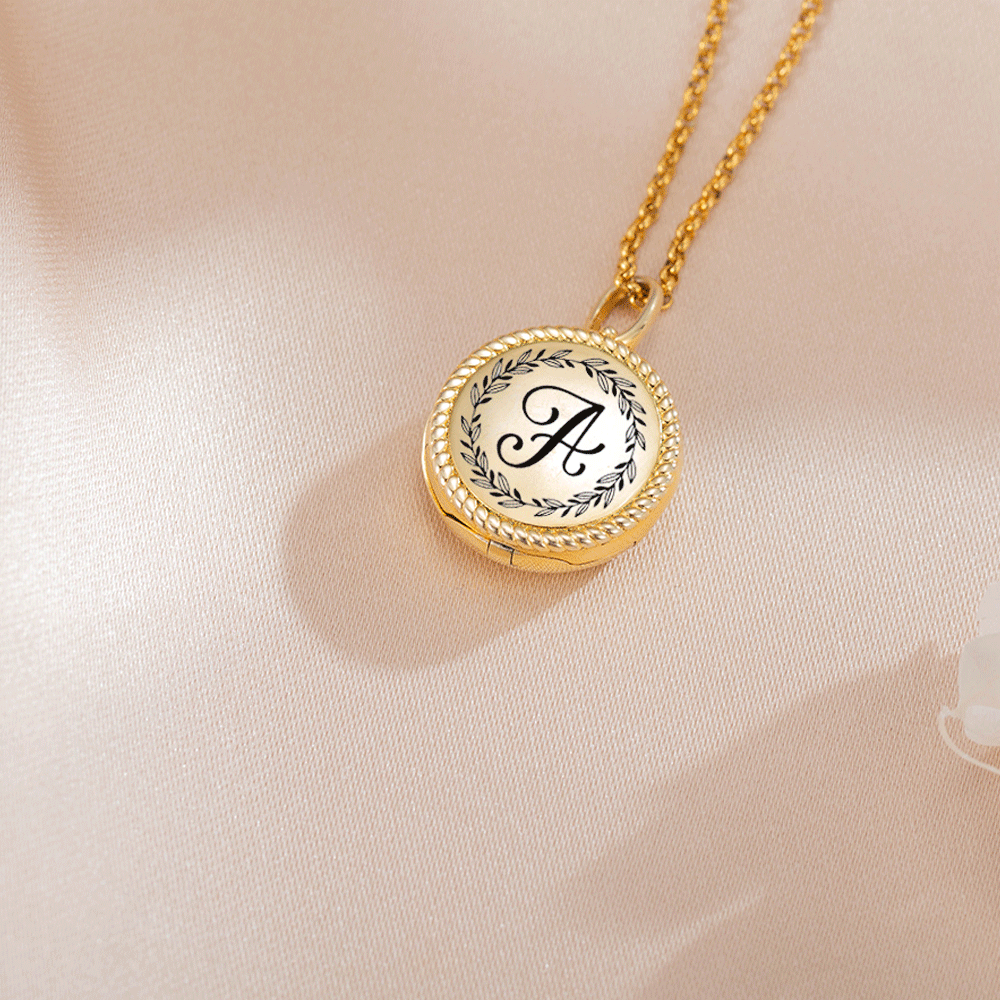 Personalised 4 Photos Collage Round Locket Necklace with Engraved Initial and Name Mother's Day Valentine's Day Anniversary Gift for Women