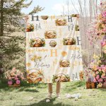 Conejito durmiente personalizado en una cesta con nombre Nube Suave manta con nombres Fiesta de Pascua Decoración del hogar Regalo para niños