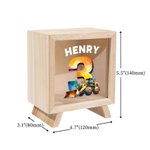 Unicornio Fantasía Personalizada Dinosaurio Vehículos de Construcción Número Hucha de Madera Transparente Hucha con Nombre Cumpleaños Decoración de Escritorio Regalo para Niños Niñas
