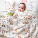 Conejito de Pascua personalizado Nube de palabras Manta suave con nombre Decoración del hogar Baby Shower Cumpleaños Pascua Regalo para niños Niñas