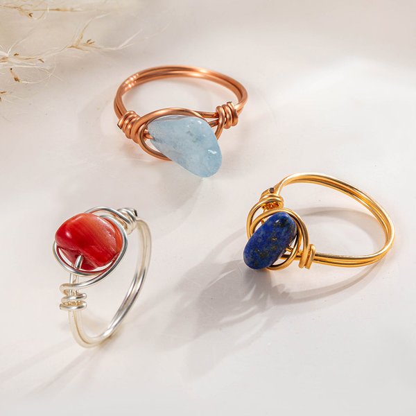 Personalised Handmade Wire Wrapped Birthstone Ring Mother's Day Valentine's Day Birthday Gift for Women