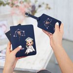 Personalisierte Cartoon Absolvent Horoskop Geburt Blume PU Leder Passport Holder mit Namen Reisezubehör Graduierung Geschenk für Absolventen Frauen