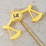 Personalised Scales of Justice Lapel Pin with Engraved Initials Suit Accessory Birthday Gift for Lawyer Law School Graduates Student Judge