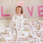 Conejito de Pascua personalizado Nube de palabras Manta suave con nombre Decoración del hogar Baby Shower Cumpleaños Pascua Regalo para niños Niñas