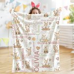 Conejito de Pascua personalizado Nube de palabras Manta suave con nombre Decoración del hogar Baby Shower Cumpleaños Pascua Regalo para niños Niñas