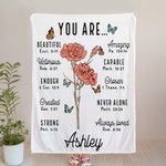 Verset Biblique Personnalisé Fleur de Naissance Couverture Douce avec Nom Journée Religieuse Anniversaire Fête Cadeau pour Femmes Chrétiennes