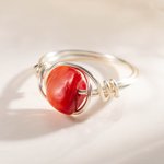 Bague Enroulée Personnalisée avec Pierre de Naissance Cadeau de Bijoux en Cuivre pour Femme
