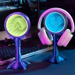 Spersonalizowany stojak na słuchawki Cyberpunk z regulowanym oświetleniem LED Dekoracja domu Prezent urodzinowy dla entuzjasty technologii dla graczy