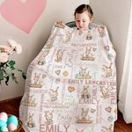 Conejito de Pascua personalizado Nube de palabras Manta suave con nombre Decoración del hogar Baby Shower Cumpleaños Pascua Regalo para niños Niñas