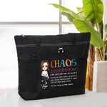Personalisierte Chaos Koordinator Cartoon Character Large Zippered Tote Bag mit Namen Geburtstag Wertschätzung Muttertag Geschenk für Frauen