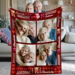 Personalised Love Bow Word Cloud 1-8 Photos Soft Throw Blanket with Name Home Decor Valentine's Day Anniversary Gift for Couple