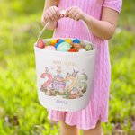 Personalizada 2025 Huevos Conejito de Pascua Cesta de lona reutilizable con nombre Huevos de caza Feliz Pascua Regalo para Niños Niñas