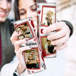 Personalized Faux Glitter Love 5 Photos Collage 20oz Skinny Tumbler with Straw and Cleaning Brush Valentine's Day Anniversary Gift for Couples