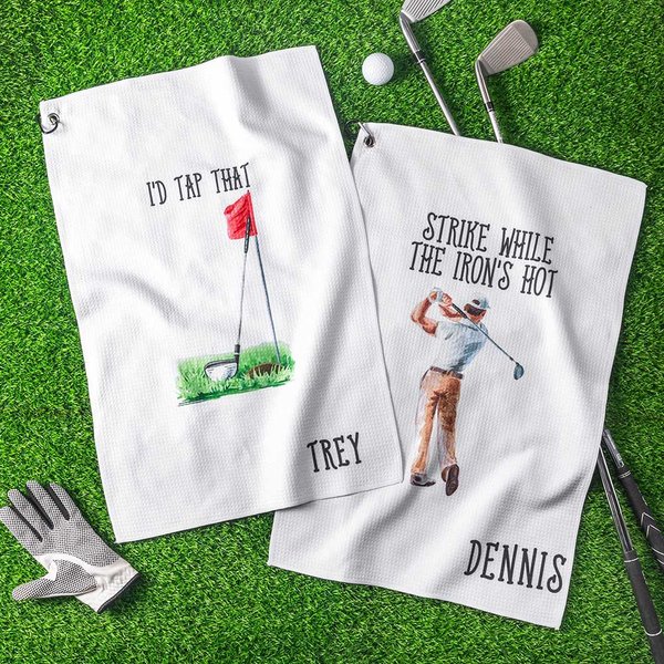 Personalisierte Waffel Quick Dry Name Golf Handtuch mit Karabiner Golf Zubehör Geburtstag Vatertag Valentinstag Geschenk für Golfspieler