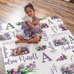 Conejito durmiente personalizado en una cesta con nombre Nube Suave manta con nombres Fiesta de Pascua Decoración del hogar Regalo para niños