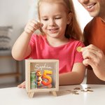 Unicornio Fantasía Personalizada Dinosaurio Vehículos de Construcción Número Hucha de Madera Transparente Hucha con Nombre Cumpleaños Decoración de Escritorio Regalo para Niños Niñas