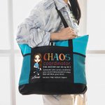 Personalisierte Chaos Koordinator Cartoon Character Large Zippered Tote Bag mit Namen Geburtstag Wertschätzung Muttertag Geschenk für Frauen