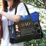 Personalisierte Chaos Koordinator Cartoon Character Large Zippered Tote Bag mit Namen Geburtstag Wertschätzung Muttertag Geschenk für Frauen