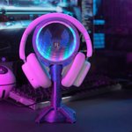 Spersonalizowany stojak na słuchawki Cyberpunk z regulowanym oświetleniem LED Dekoracja domu Prezent urodzinowy dla entuzjasty technologii dla graczy
