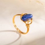 Bague Enroulée Personnalisée avec Pierre de Naissance Cadeau de Bijoux en Cuivre pour Femme