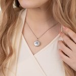 Personalised 4 Photos Collage Round Locket Necklace with Engraved Initial and Name Mother's Day Valentine's Day Anniversary Gift for Women