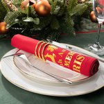 Personalized Merry Christmas 100% Cotton Reusable Napkin with Gold Name Table Decor Christmas Housewarming Gift for Family