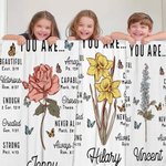 Verset Biblique Personnalisé Fleur de Naissance Couverture Douce avec Nom Journée Religieuse Anniversaire Fête Cadeau pour Femmes Chrétiennes