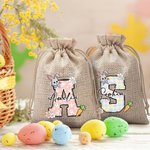 Conejito de Pascua Floral Personalizado Bolsa de Arpillera Reutilizable con Nombre Fiesta de Pascua Regalo de Cumpleaños para Niños