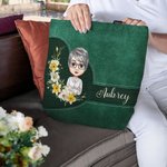Personalized Retro Birth Flower Wreath Cartoon Character Large Tote Bag with Name Birthday Mother's Day Gift for Women