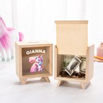 Unicornio Fantasía Personalizada Dinosaurio Vehículos de Construcción Número Hucha de Madera Transparente Hucha con Nombre Cumpleaños Decoración de Escritorio Regalo para Niños Niñas