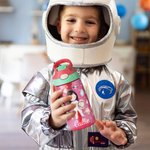Personalisierte Raum Planet Rakete Astronaut 475 ml Wasserflasche mit Namen Henkel Silikon Strohhalm Geburtstag Geschenk für Jungen Mädchen