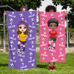 Gepersonaliseerde Cartoon Voetbal Figuur Grote Sneldrogende Strandlaken met Naam en Nummer Team Cadeau voor Voetballiefhebbers