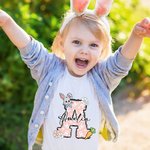 Conejito de Pascua Personalizado 100% Algodón Camiseta Infantil con Nombre Fiesta de Pascua Regalo para Niños Niñas