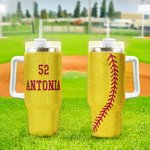 Tumbler isolato da 40 once con numero e nome per uso quotidiano, regalo di compleanno per gli amanti dello sport.