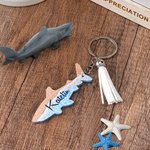 Llavero acrílico personalizado de tiburón martillo con nombre y borla para regalo de cumpleaños para submarinistas amantes del océano