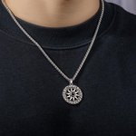 Personalized Vintage Sun Design Photo Projection Necklace Anniversary Birthday Father's Day Gift for Men