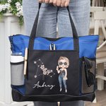 Personalisierte Cartoon Charakter Sternzeichen Geburt Blume Mesh Taschen große Tragetasche mit Namen Jahrestag Geburtstag Geschenk für Mädchen Frauen