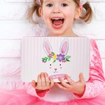 Personalizada guirnalda de acuarela conejito a rayas galleta de estaño de alimentos de grado caja de almacenamiento con el nombre de Pascua regalo de la fiesta de regalo para los niños