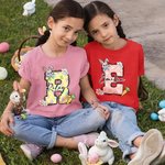 Conejito de Pascua Personalizado 100% Algodón Camiseta Infantil con Nombre Fiesta de Pascua Regalo para Niños Niñas
