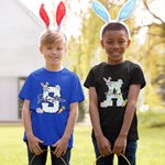 Conejito de Pascua Personalizado 100% Algodón Camiseta Infantil con Nombre Fiesta de Pascua Regalo para Niños Niñas
