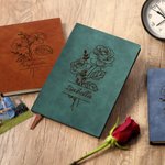 Quaderno in pelle PU personalizzato con fiori di nascita 200 pagine regalo di compleanno perfetto per famiglia e amici