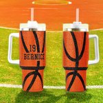 Tumbler isolato da 40 once con numero e nome per uso quotidiano, regalo di compleanno per gli amanti dello sport.