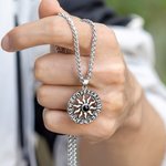 Personalized Vintage Sun Design Photo Projection Necklace Anniversary Birthday Father's Day Gift for Men