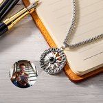 Personalized Vintage Sun Design Photo Projection Necklace Anniversary Birthday Father's Day Gift for Men