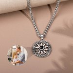 Personalized Vintage Sun Design Photo Projection Necklace Anniversary Birthday Father's Day Gift for Men