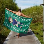 Gepersonaliseerde Cartoon Voetbal Figuur Grote Sneldrogende Strandlaken met Naam en Nummer Team Cadeau voor Voetballiefhebbers