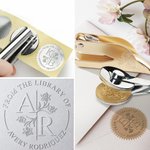 Personalized Birth Flower Initials Name Engraving Embosser Stamp Hand Held Embosser Set Birthday Gift for Book Lovers Bookworm