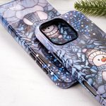 Personalisierte Schneemann Wald Wunderland Faux Glas Effekt Double-Layer Telefon Fall für iPhone Samsung mit Namen Geburtstag Geschenk für Familie Freund