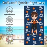 Toalla de playa personalizada con el nombre de un personaje de baloncesto de gran tamaño y secado rápido Accesorios de vacaciones Regalo de cumpleaños para los amantes del baloncesto