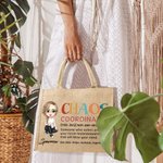 Personalized Chaos Coordinator Cartoon Character Reusable Jute Tote Bag with Name Travel Accessory Birthday Gift for Women Girls